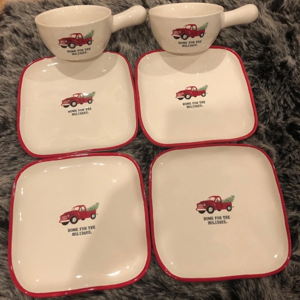 Rae Dunn red truck Christmas sets